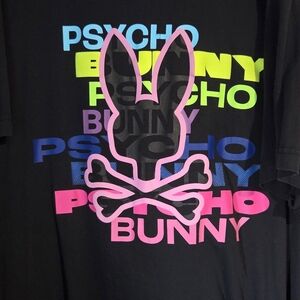 Psycho Bunny Black Tee with Neon Graphic